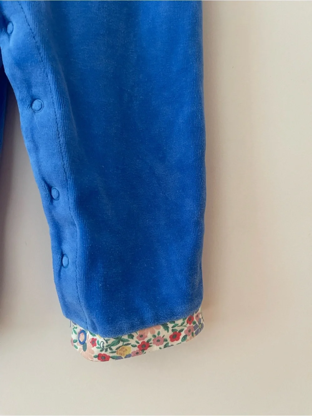 MINI BODEN EUC Cornflower Blue Liberty Floral Trimmed Velour Dungarees